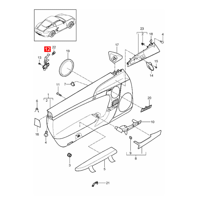 WXZOS Front Right Door Lock Pivot Lever Bracket for Porsche 987 Cayman 2006-2012