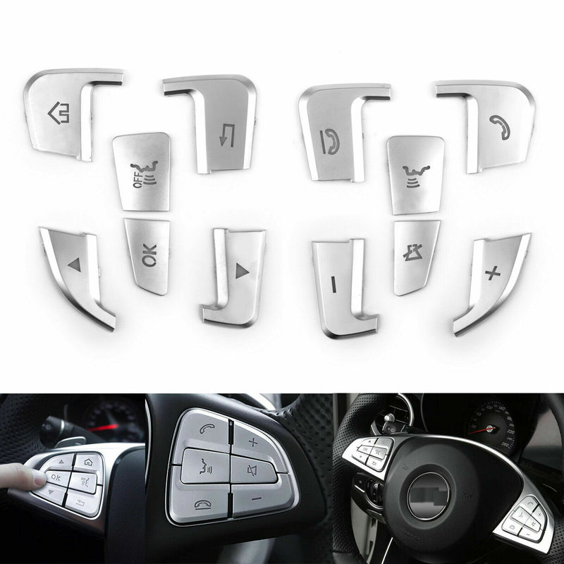 Silver Steering Wheel Button Cover Trim for MercedesBenz 2015+ C Class GLC