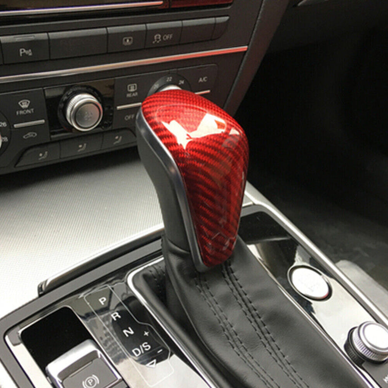 Red Carbon Fiber Gear Shift Knob Cover for Audi 2015-2018 A6 A7 S6 S7 A6 allroad