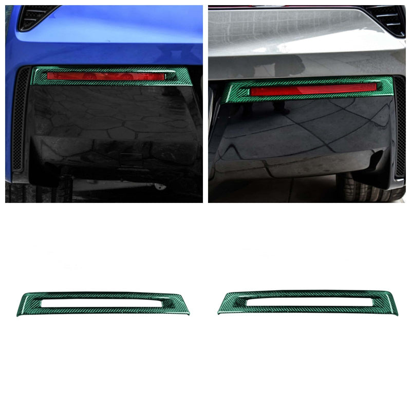 WXZOS 1SET Carbon Fiber Rear Bumper Light Trim for Chevrolet Corvette C7 2014-2019