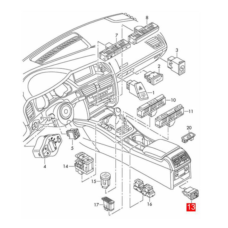 Rear Seat Heating Adjustment Switch for Audi 2004-2013 A3 S3 2011-2013 RS3