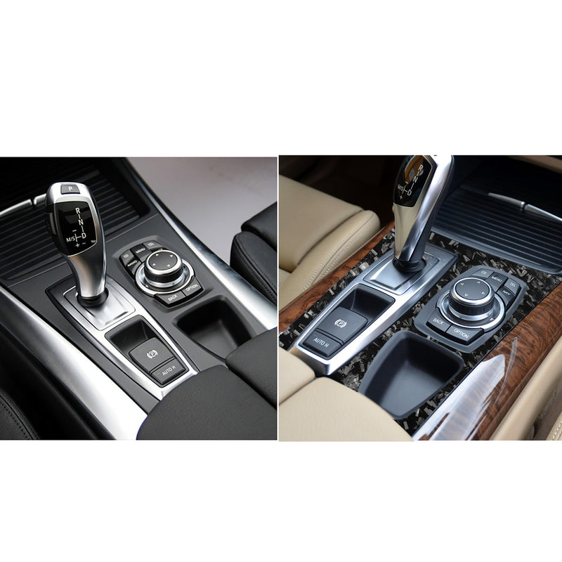 WXZOS Genuine Carbon Fiber Gear Shift Lever Panel Trim for BMW X5 E70 X6 E71 2010-2013