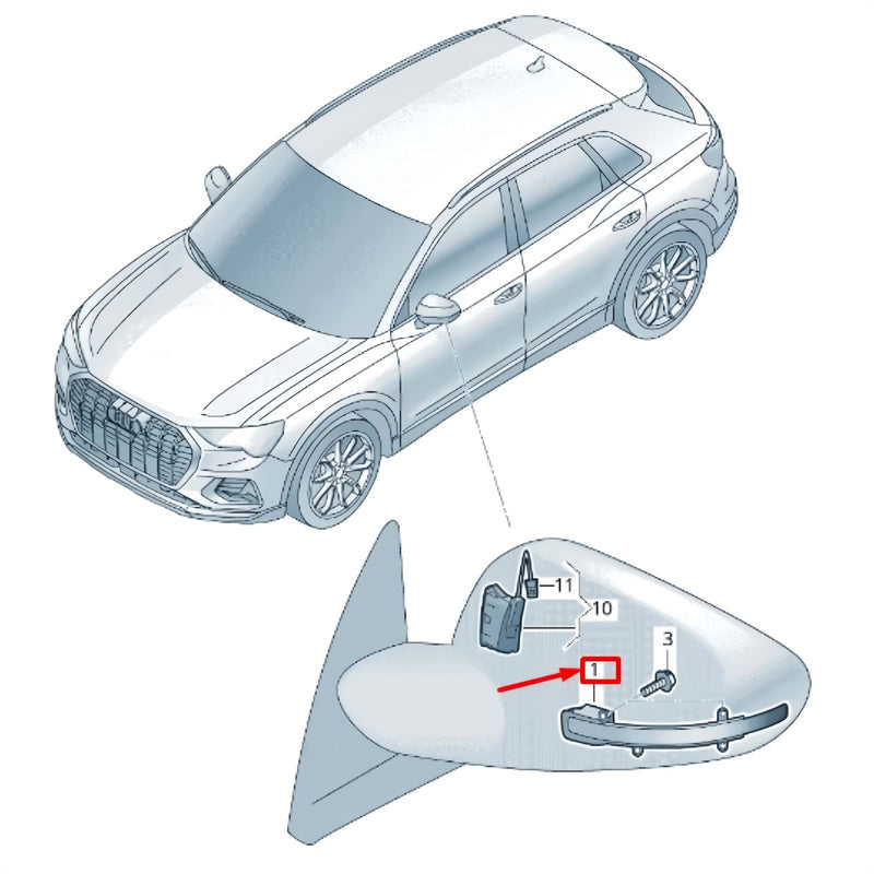 Side Left Wing Mirror Turn Signal Light Assembly for Audi Q3 RSQ3 2019-2025