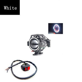 125W Angel Eyes Light Motorcycle Headlight LED Fog Spotlight with Switch