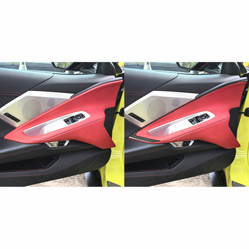 WXZOS Genuine Carbon Fiber Door Panel Armrest Trim for Chevrolet Corvette C8 2020-2024