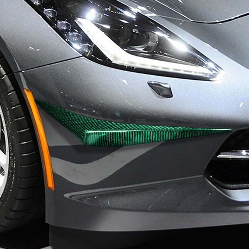 WXZOS 1SET Carbon Fiber Front Bumper Canards Trim for Chevrolet Corvette C7 2014-19