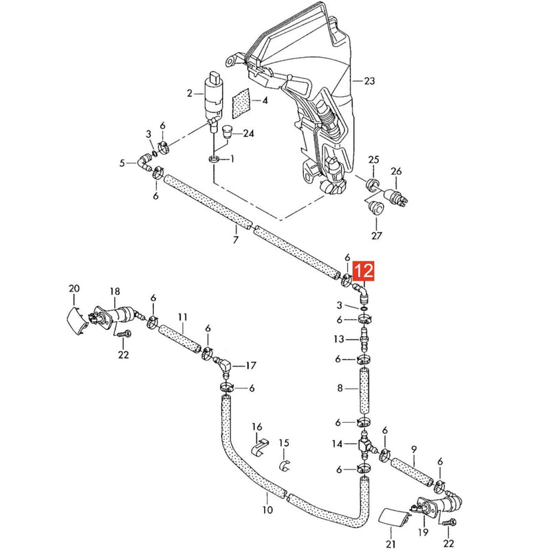 WXZOS Front Headlight Washer Hose Connector (7-Pipe) for VW Eos 2007-2013