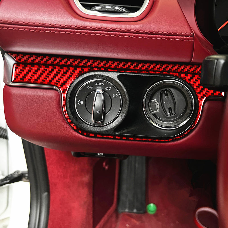 WXZOS Genuine Carbon Fiber Headlight Switch Trim for Porsche 718 Cayman 2017-2025