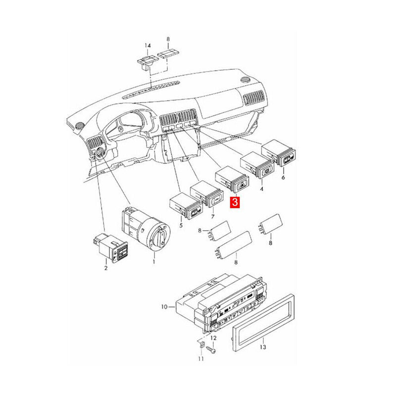 Hazard Warning Emergency Light Switch 1J0953235C for VW Golf Jetta Bora MK4