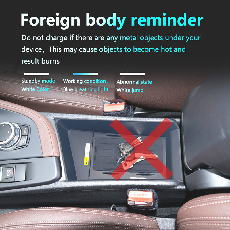 WXZOS Center Console Phone Wireless Fast Charging Pad for BMW X1 F49 2017-2021