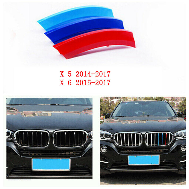 3D Kidney M-Color Sport Grill Grille Bar Cover Trim for BMW X 5 14-17 X6 15-17