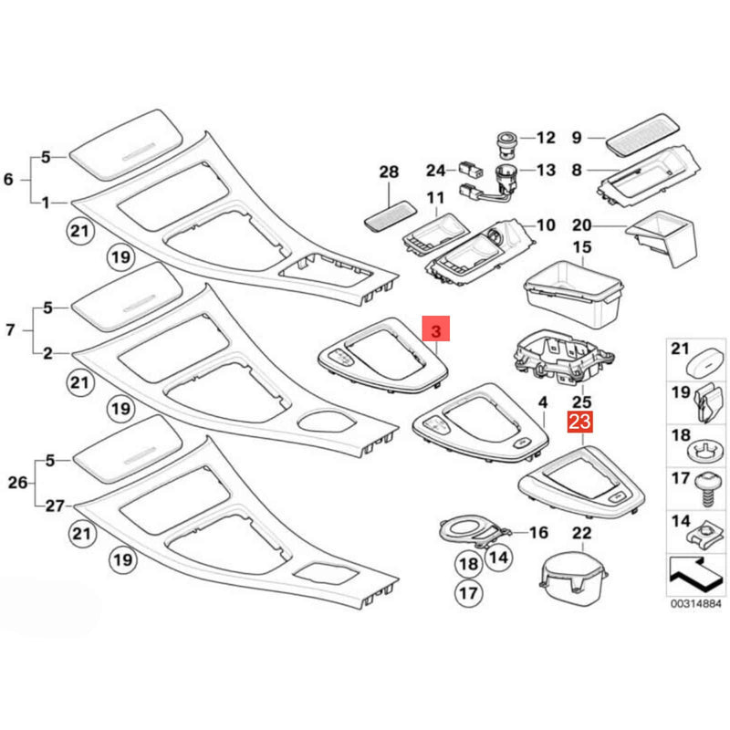 WXZOS Car Gear Shift Lever Trim Panel Replacement for BMW E90 E92 E93 3Series 2005-13