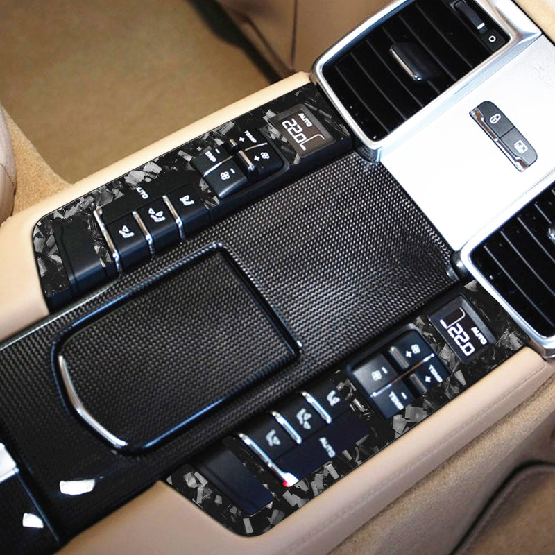 WXZOS Genuine Carbon Fiber Rear Center Console Panel Trim for Porsche Panamera 2010-16