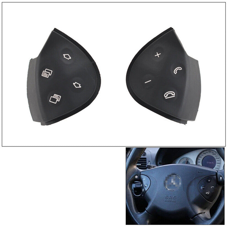 Black Steering Wheel Control Switch Button Cover for Mercedes-Benz W211 2003-06