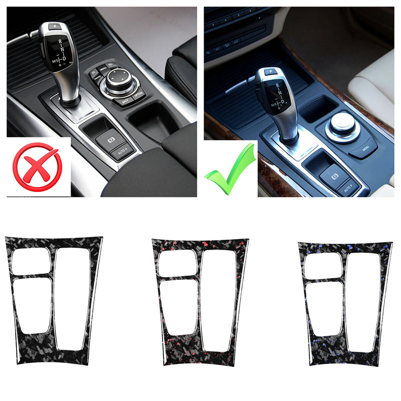 WXZOS Genuine Carbon Fiber Gear Shift Lever Panel Trim for BMW X5 E70 X6 E71 2008-2009
