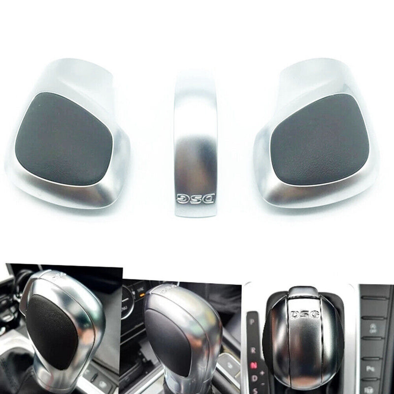 Silver Gear Shift Knob Cover w/DSG Trim for VW 2011-2021 CC 2013-2021 Jetta