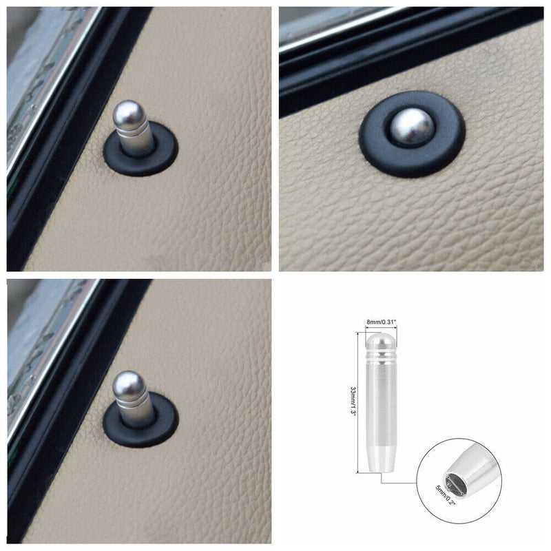 4Pcs Aluminum Alloy Silver Door Lock Knob Pins for BMW 5 Series 2002-2009 E60 4D