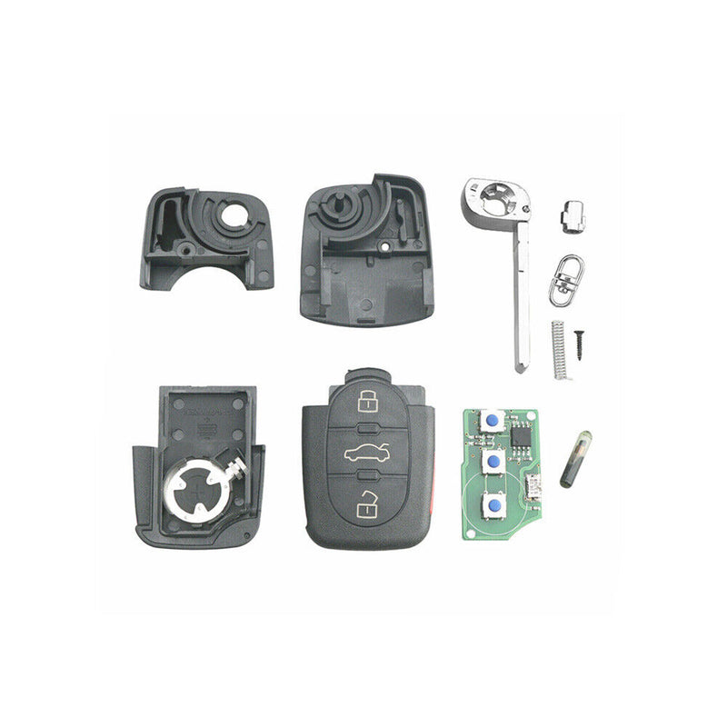 3+1 Button Flip Remote Key Fob w/ID48 Chip for Audi Allroad Quattro 2001-2005