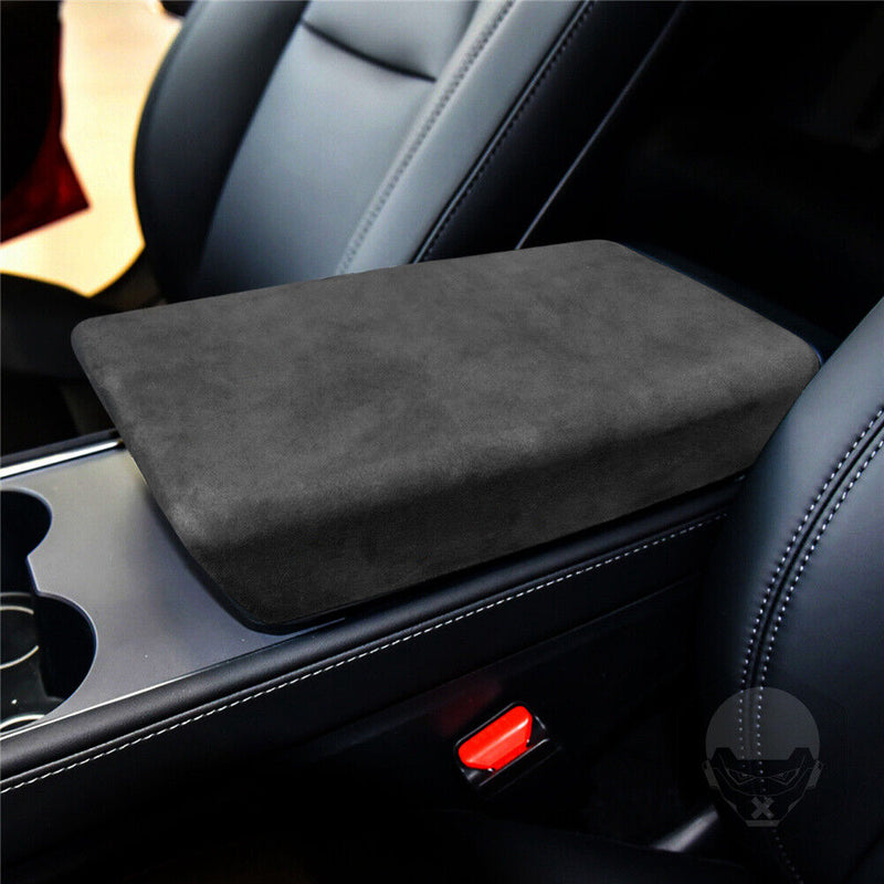 Black Suede Center Console Armrest Box Cover Trim Lid for Tesla Model-3 2017-22