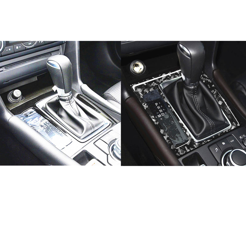 WXZOS Genuine Carbon Fiber Gear Shift Knob Lever Panel Trim for Mazda CX-4 2017-2018