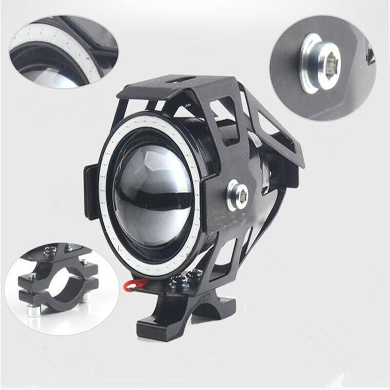 125W Angel Eyes Light Motorcycle Headlight LED Fog Spotlight with Switch