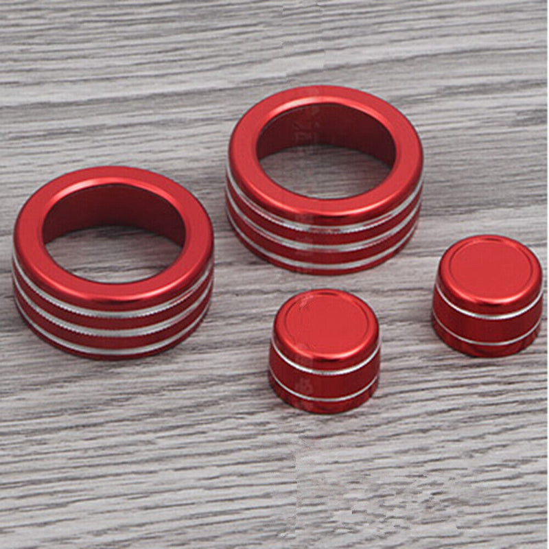 4 Pcs Red AC Climate Control Radio Volume Knob Ring Covers For BMW E90 E91