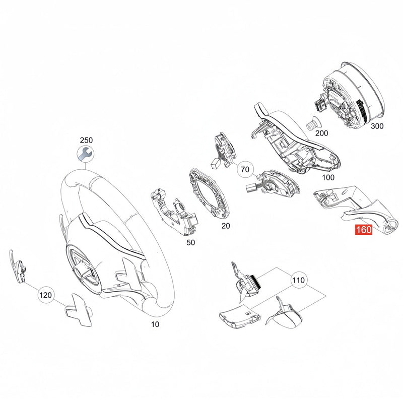 Steering Wheel Lower Trim U Shape Cover for Mercedes W167 GLE-Class 2019-2021