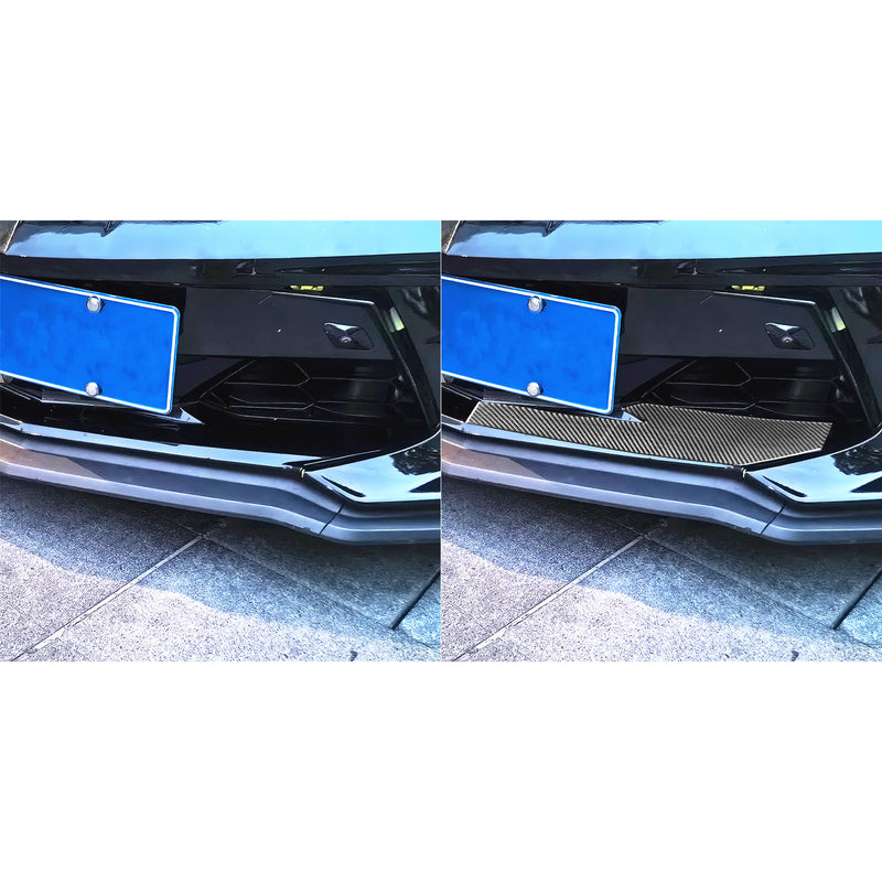 WXZOS Genuine Carbon Fiber Front Lip Spoiler Trim for Chevrolet Corvette C8 2020-2024