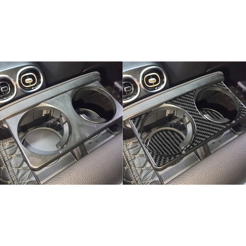 WXZOS Genuine Carbon Fiber Rear Cup Holder Trim for Mercedes W206 C-class 2022-2024
