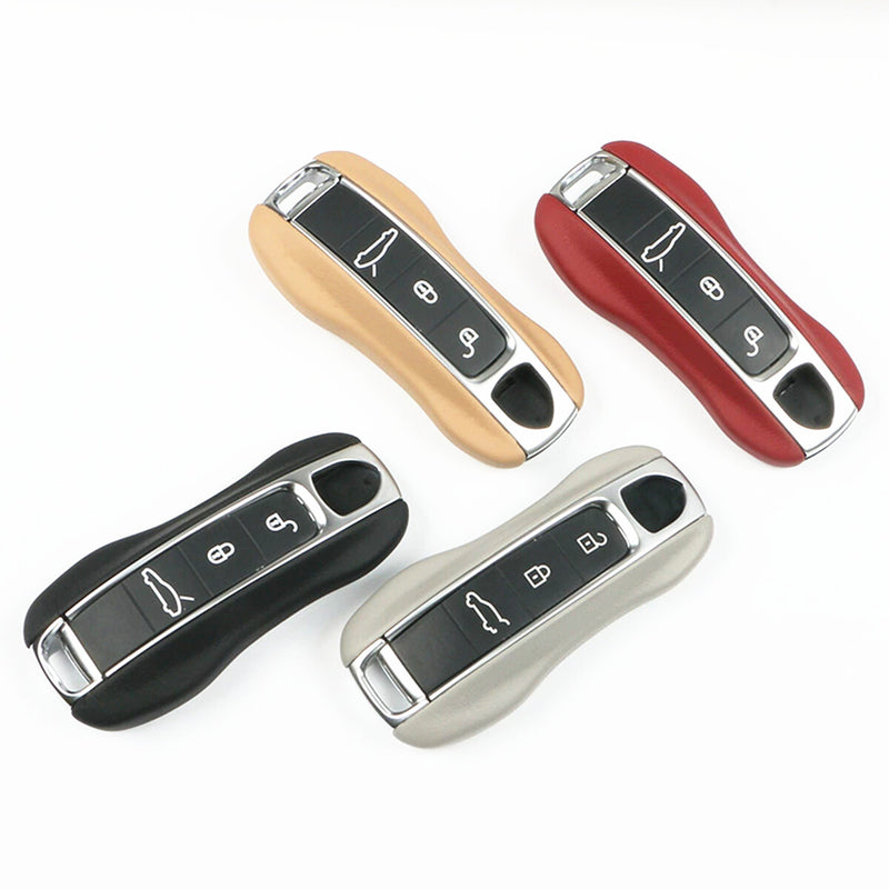 WXZOS Genuine Leather Smart Remote Key Fob Shell Replace for Porsche 911 992 2019-2023