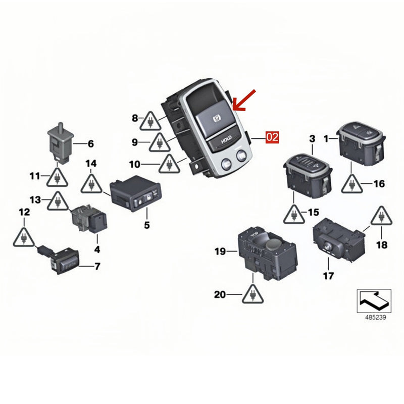 WXZOS Electronic Parking Brake Switch P Button for Rolls-Royce Ghost (RR4) 2010-2018