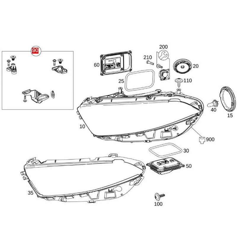 Left Headlight Housing Bracket Repair for Mercedes-Benz A-CLASS W177 2019-2021