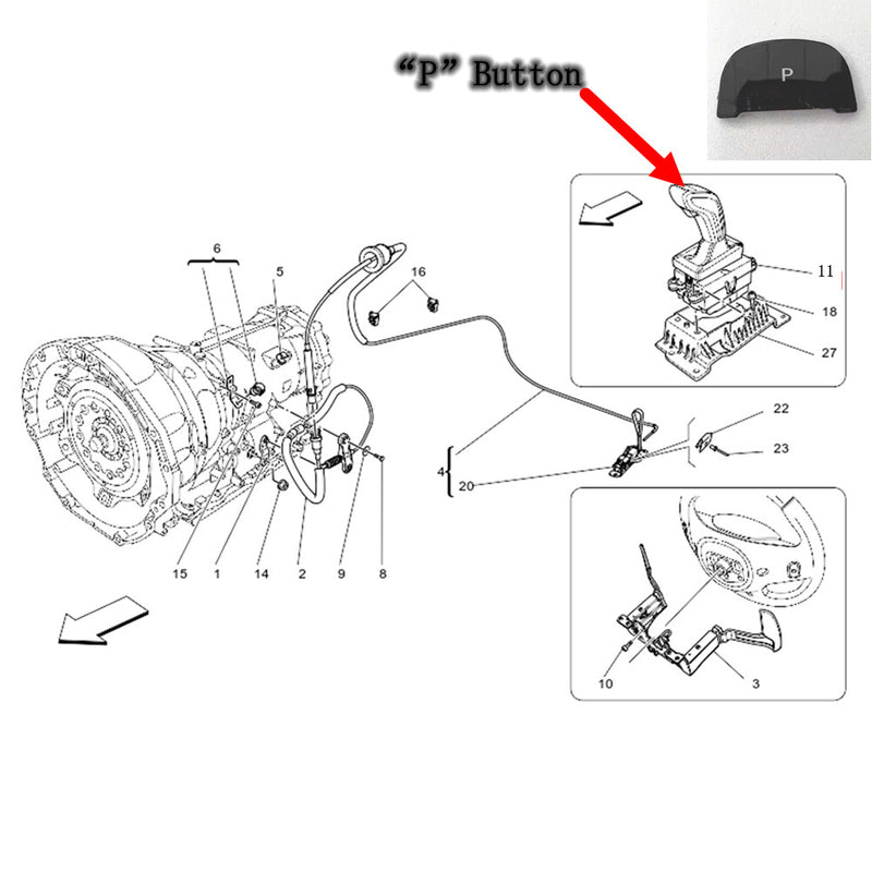 WXZOS 1PC Gear Shift Stick Parking P Button Repair Panel for Maserati Levante 2019-24
