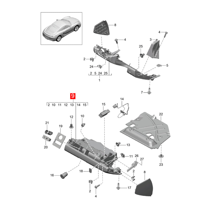 WXZOS Dashboard Glove Box Release Handle Replace for Porsche Boxster (981) 2013-2016