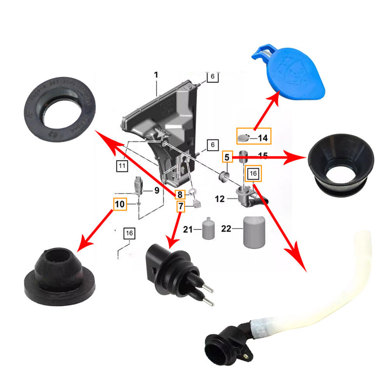 WXZOS 1PC Wiper Water Kettle Cover w/Filter Repair Kit for Porsche Panamera 2017-2024