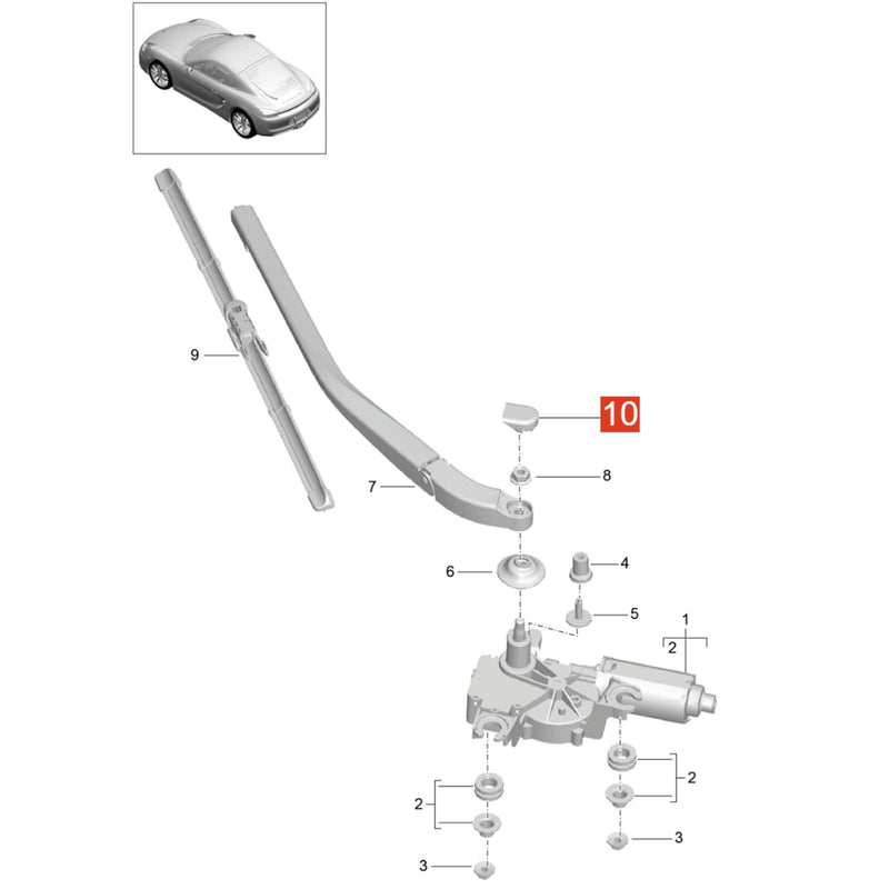 WXZOS Rear Window Wiper Arm Cover Cap for Porsche Cayman (981) 2013-2016