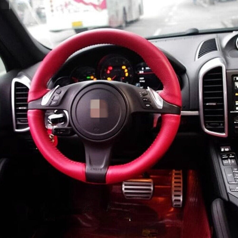 Authentic Leather Steering Wheel Protective Cover for Porsche Cayenne 2011-2014