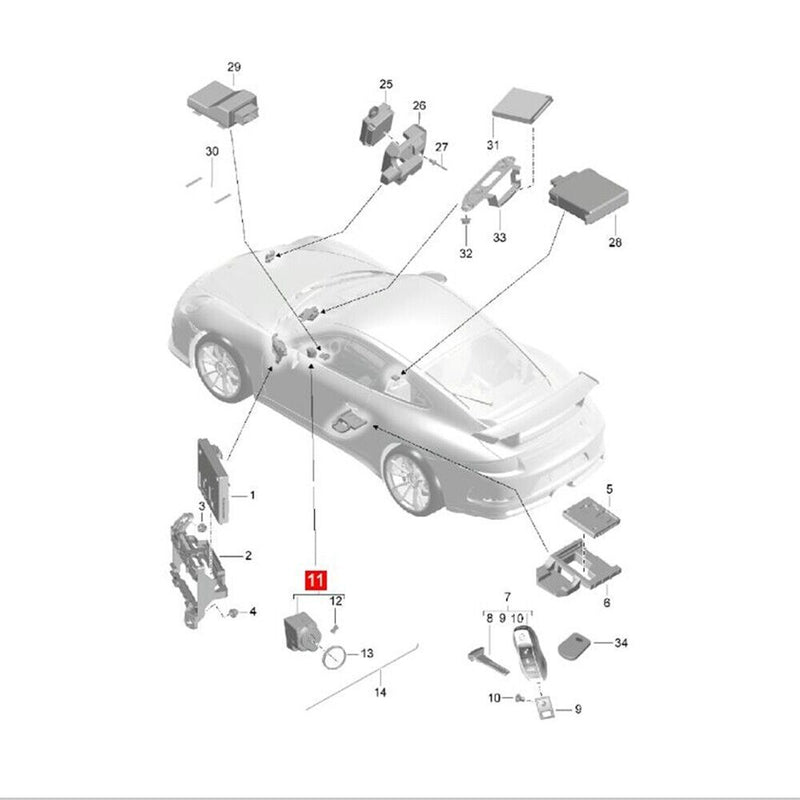 Unità blocco interruttore accensione motore adatta per Porsche Boxster (981) ...
