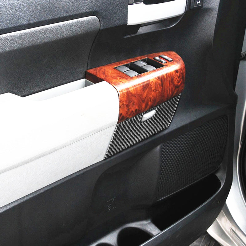 WXZOS Genuine Carbon Fiber Front Door Storage Box Trim for Toyota Tundra 2007-2013