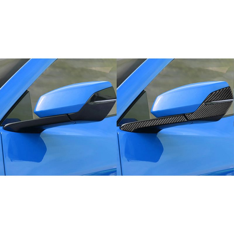 WXZOS Genuine Carbon Fiber Door Wing Mirror Trim for Chevrolet Corvette C8 2020-2024