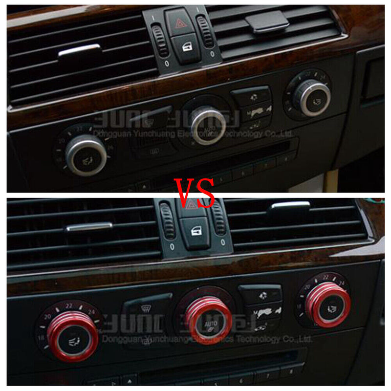 AC Air Conditioner Knob Covers Trim Red For BMW E60 520 523 530 2005-2010