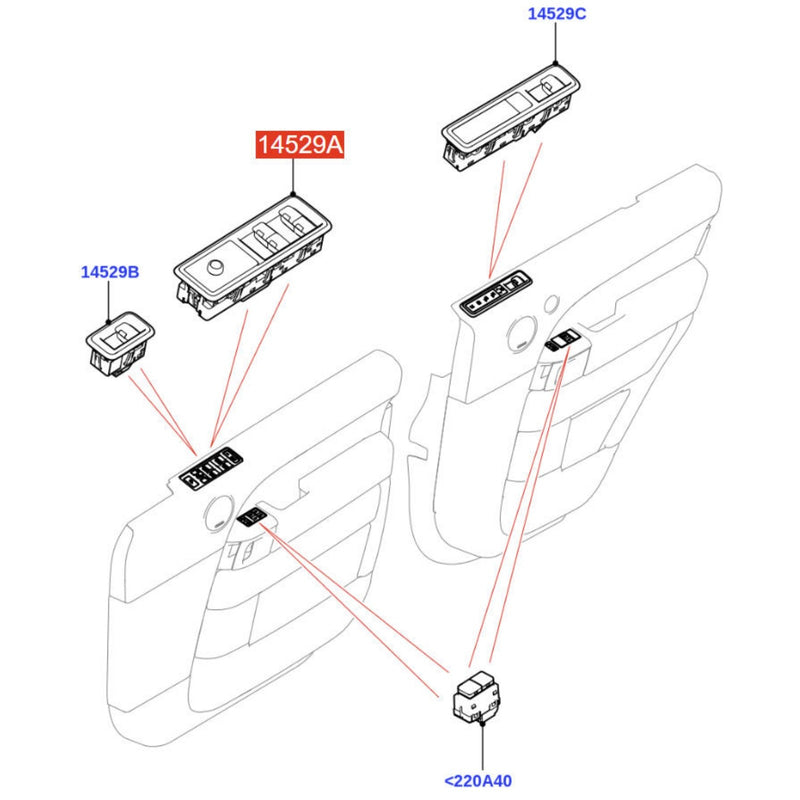 WXZOS Driver Side Power Window Switch for Land Rover Range Rover Sport L494 2018-2022