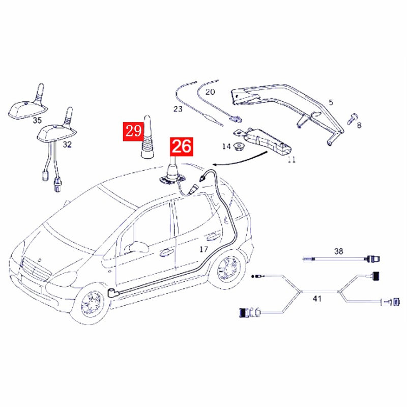 WXZOS Roof Telephone Antenna Assembly for Mercedes-Benz CLK(C208)CLK55 AMG 1999-2002