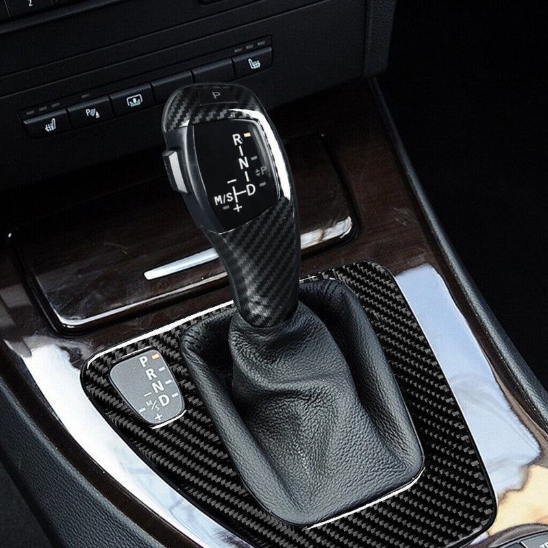 Carbon Fiber Gear Shift Knob w/Panel for BMW 3Series E90 E91 E92 E93 2005-2011