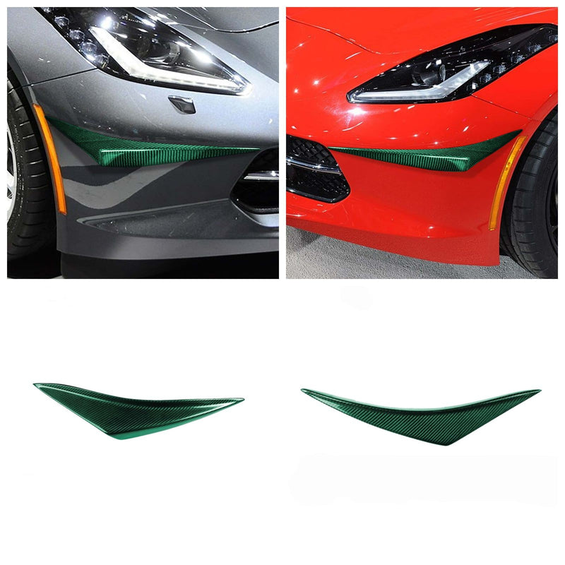 WXZOS 1SET Carbon Fiber Front Bumper Canards Trim for Chevrolet Corvette C7 2014-19
