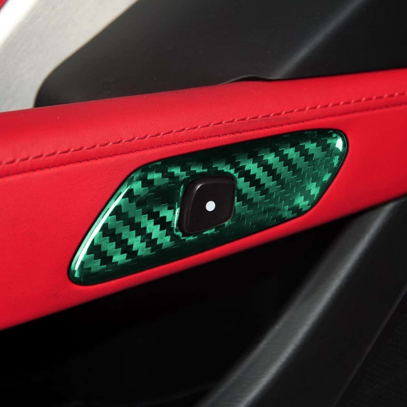 WXZOS 1PC Genuine Carbon Fiber Door Pull Handle Trim for Chevrolet Corvette C7 2014-19
