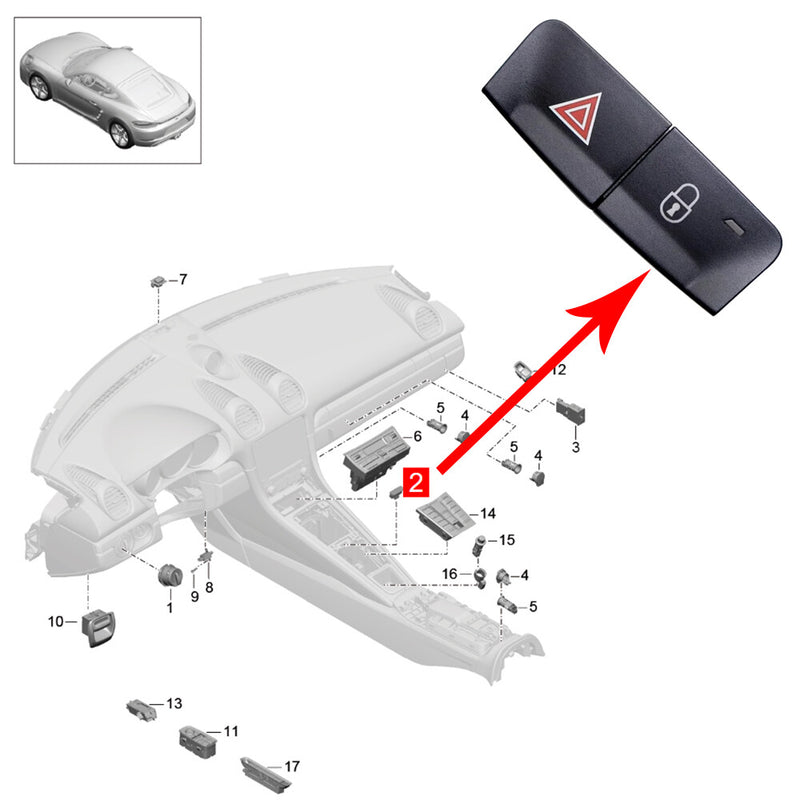 WXZOS 1PC Emerg Combination Multiple Switch for Porsche 718 Boxster (982) 2017-2023