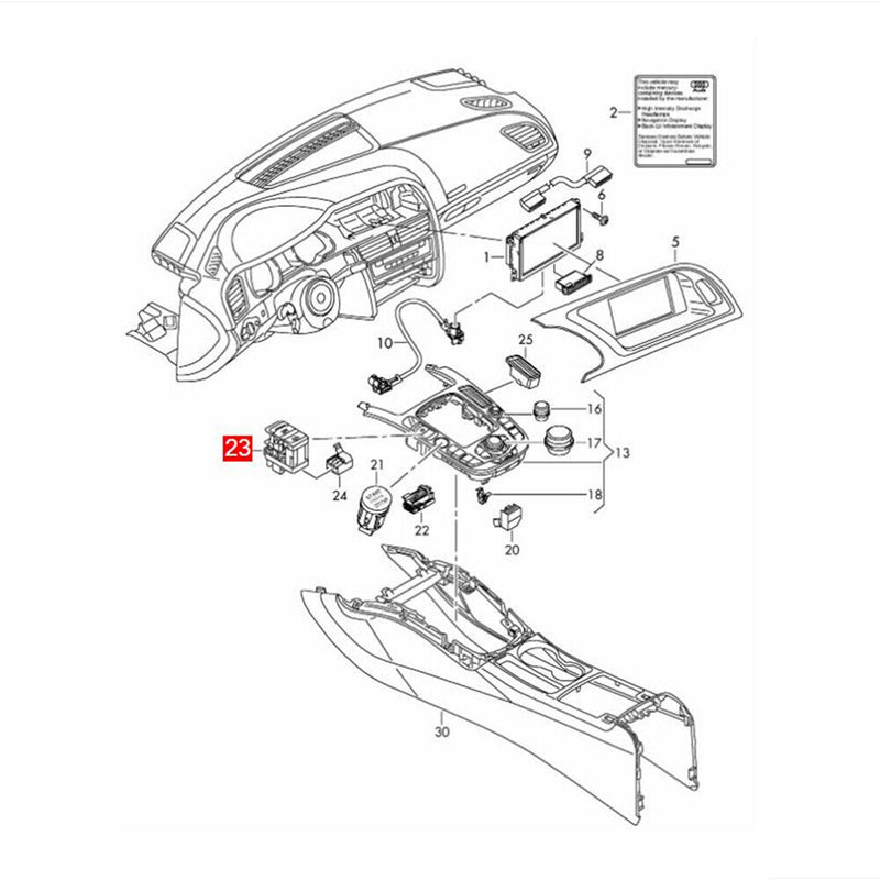 8K1927225C Electronic Parking Brake Control Switch for Audi 09-16 A4 B8 Q5 A5 S5