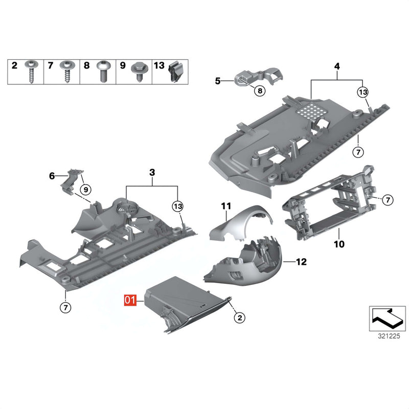 WXZOS Dsadboard Driver's Side Glove Folding Box for BMW F10 F11 5Series 2011-2016