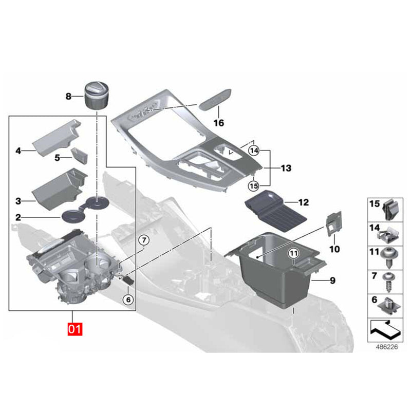 WXZOS 45W Center Console Cup Holder Ambient Light for BMW G01 X3 G02 X4 iX3 2019-2023